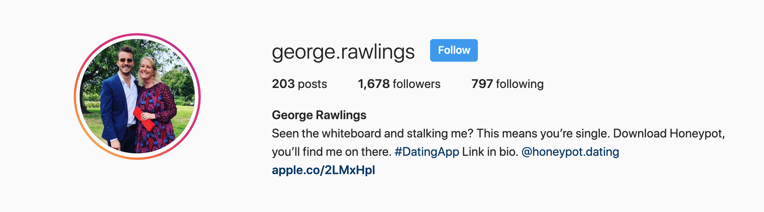 George Rawlings Honeypot Instagram